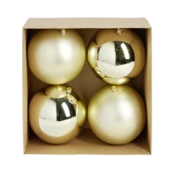 Boule de Noël plastique doré x4 mate et brillant Ø15cm < Gifi