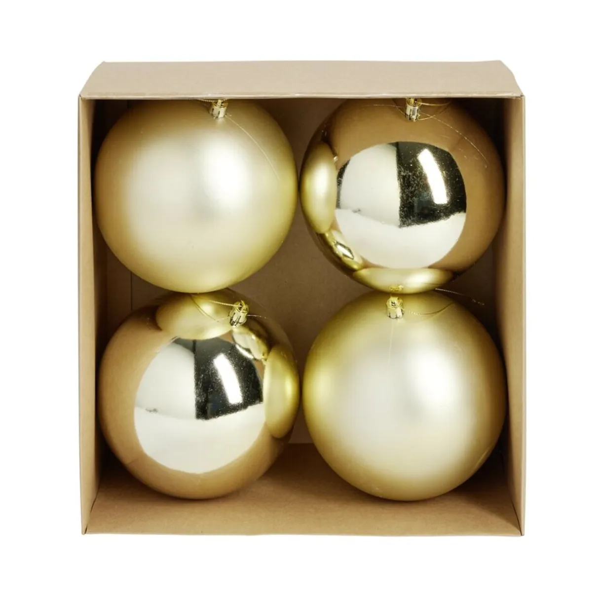 Boule de Noël plastique doré x4 mate et brillant Ø15cm < Gifi