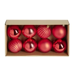 Boule de Noël plastique rouge x8 forme assortie Ø9cm < Gifi Clearance