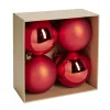 Boule de Noël plastique rouge x4 mate et brillant Ø15cm