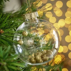 Boule de Noël plastique transparent avec billes Ø8cm (4 modèles) < Gifi New