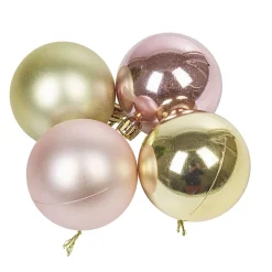 Boule de Noël rose et dorée x10