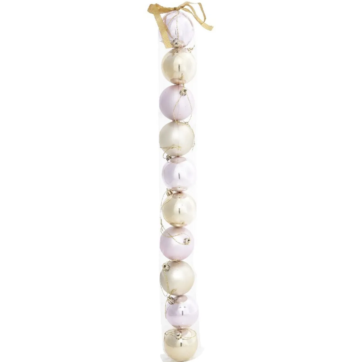 Boule de Noël rose et dorée x10
