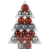 Boule de Noël rouge gris brillant mat x17