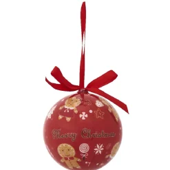 Boule de Noël rouge motif pain d épices < Gifi New