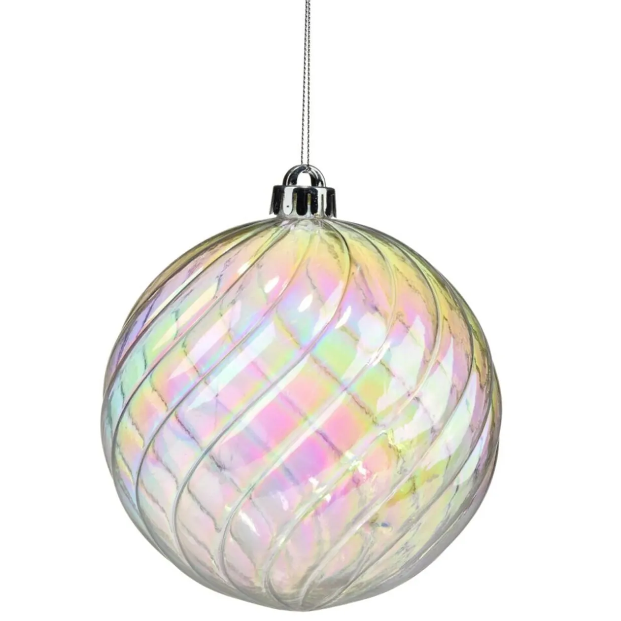 Boule de Noël spirale plastique irisée Ø15cm