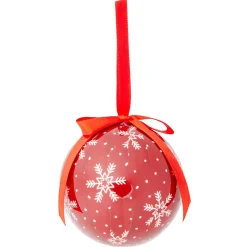 Boule de Noël style traditionnel rouge et blanc Ø8cm - 2 modèles