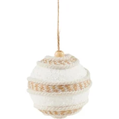 Boule de Noël à suspendre blanche et naturelle < Gifi Hot