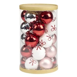 Boule de Noël thème rouge x25 Candy Ø6.5cm < Gifi