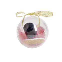 Boule de Noël transparente Ø8cm avec lime et vernis à ongles rouge