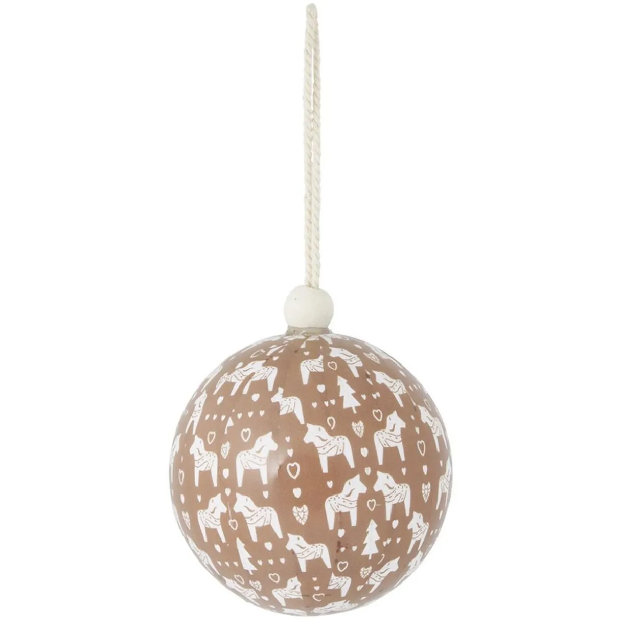 Boule de Noël village et cheval beige et blanc Ø8cm - 3 modèles