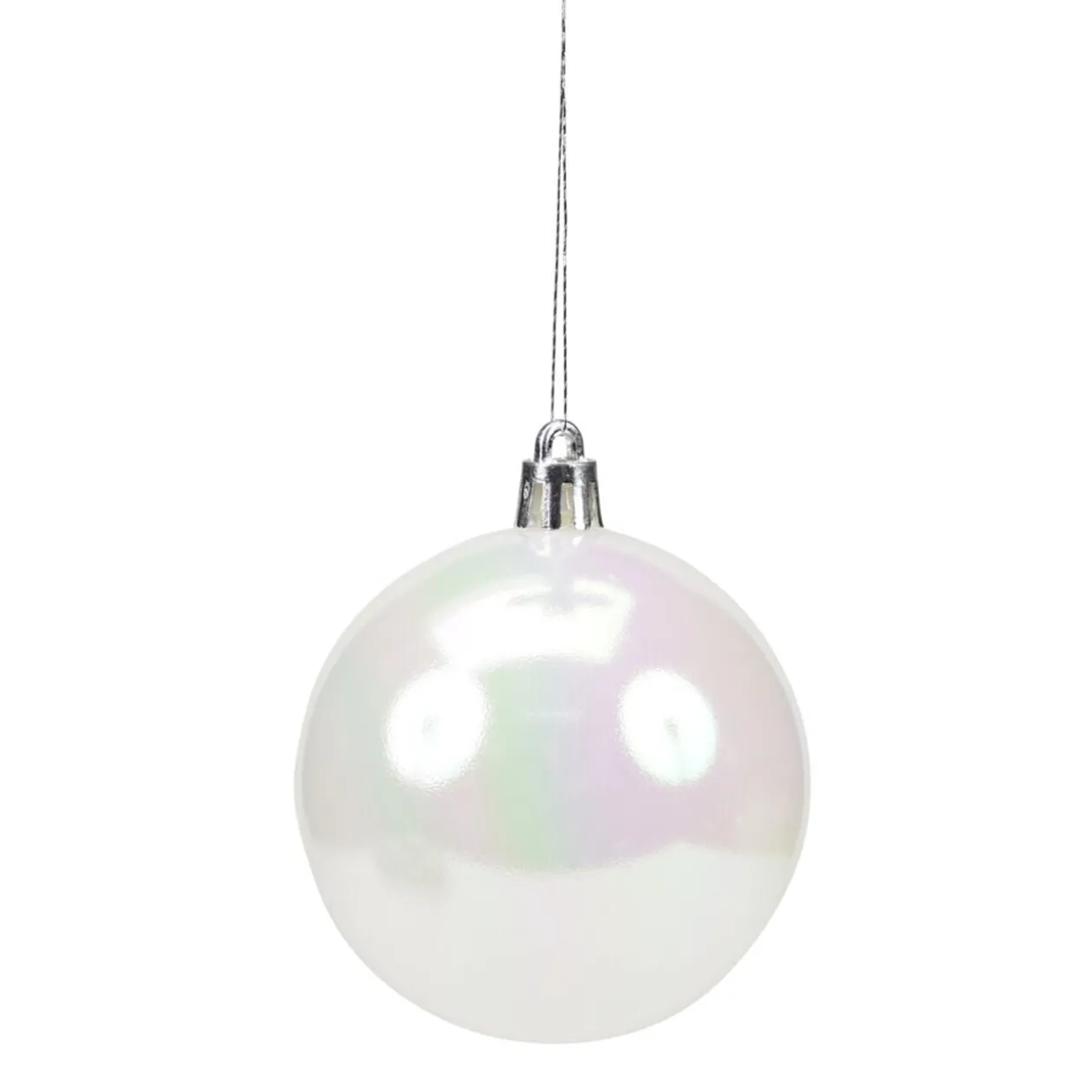 Boule de Noël x8 blanc et irisé Ø7cm