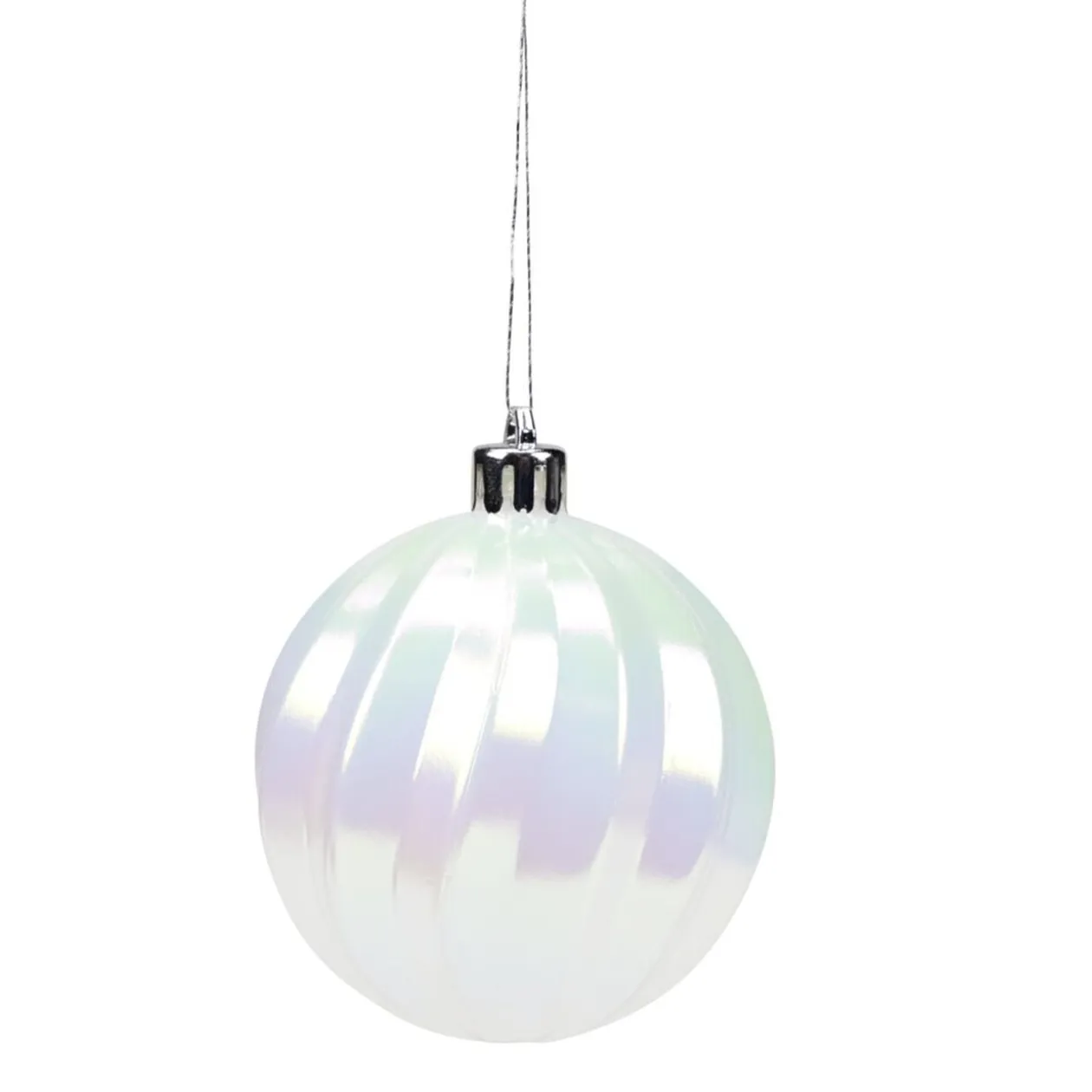Boule de Noël x8 blanc et irisé Ø7cm