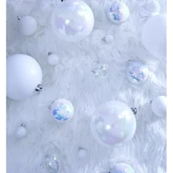 Boule de Noël X4 blanc et irisé Ø15cm