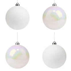 Boule de Noël X4 blanc et irisé Ø15cm