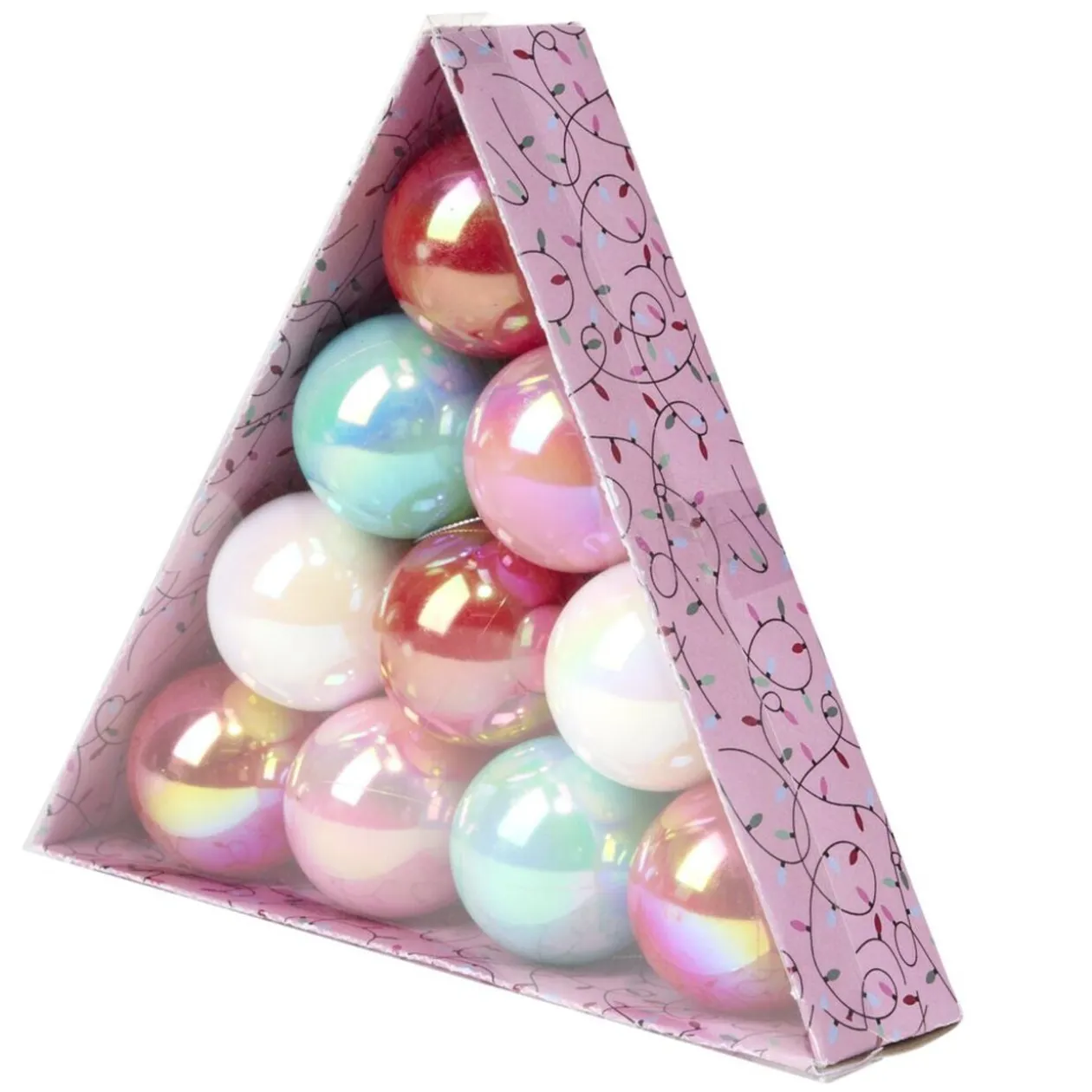 Boule de Noël x10 disco pastel irisées Ø6cm