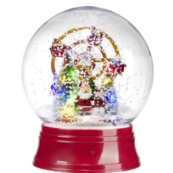 Boule à neige animée LED scène Père Noël musical Ø25xH30cm