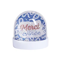 Boule à neige paillettes Merci pour cette année bleu