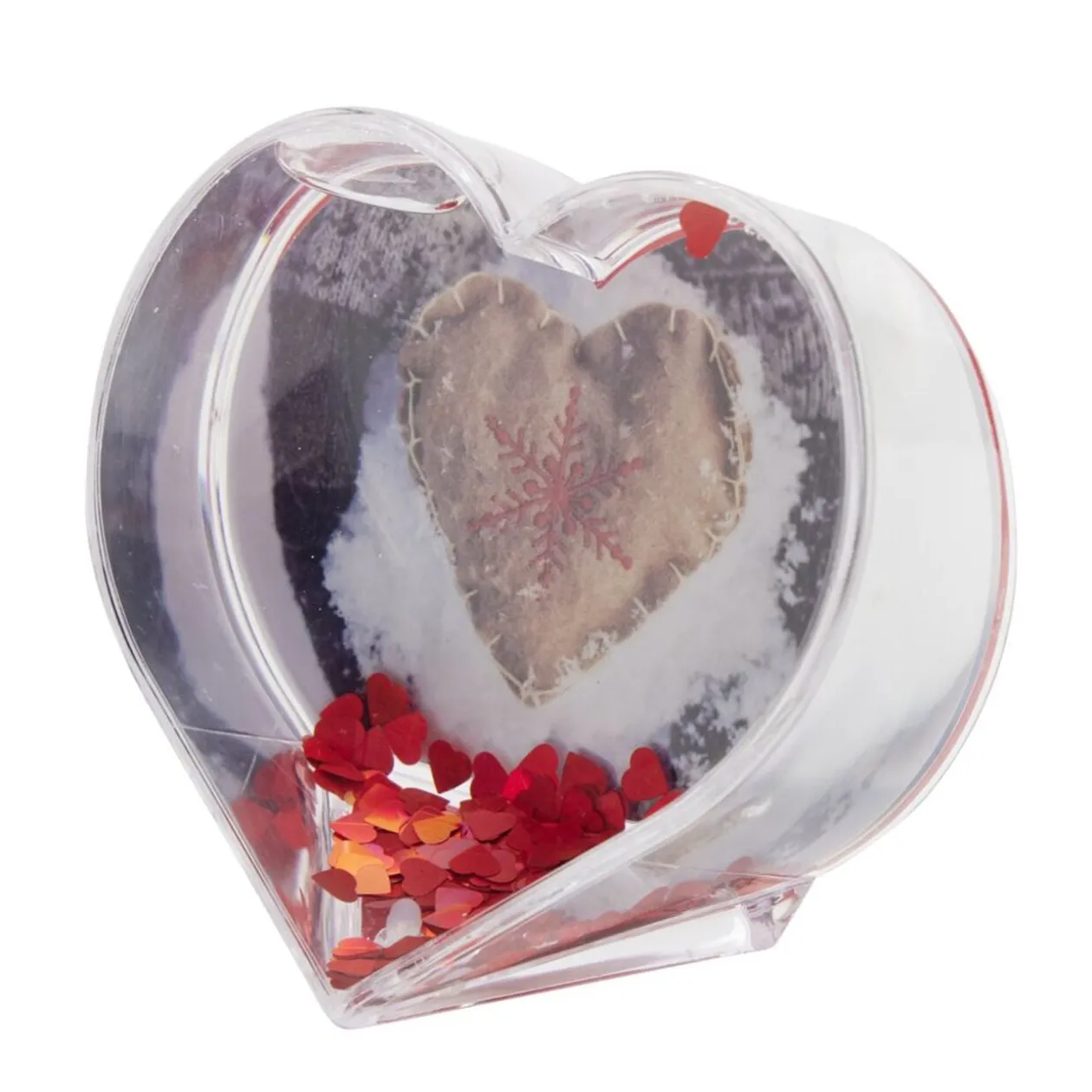 Boule à neige personnalisable forme coeur en verre 9,5x9,5cm