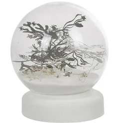 Boule à neige sable design mer avec coquillage LED blanc