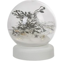 Boule à neige sable design mer avec coquillage LED blanc