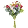 Bouquet artificiel 24 tiges tulipes rouge et eucalyptus Ø24xH38cm