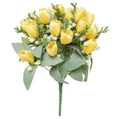Bouquet artificiel 21 tiges tulipes jaune Ø30xH41cm