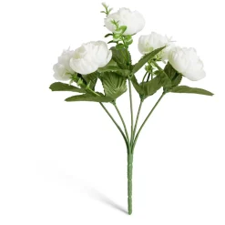 Bouquet fleurs artificielles renoncules blancs 5 têtes H23,5cm