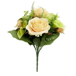 Bouquet fleurs artificielles rose/lys 8 tiges H34cm < Gifi New