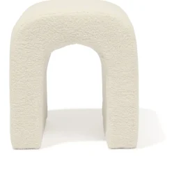 Bout de canapé Joseph curly effet laine bouclée blanc - L40xP40xH45 cm