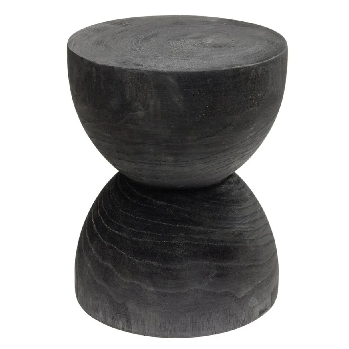 Bout de canapé Tammy bois paulownia noir Ø27xH33cm < Gifi Sale