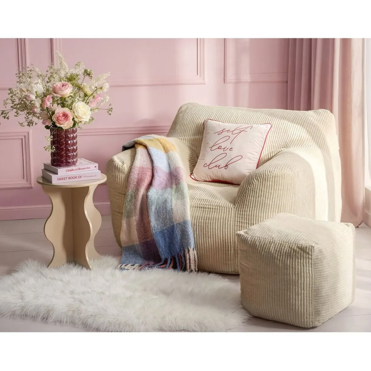 Bout de canapé Wave bois rose Ø35xH47cm < Gifi Online