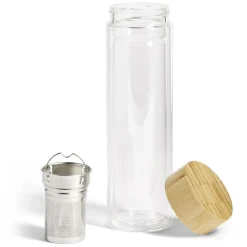 Bouteille en verre avec infuseur inox et bouchon en bambou 450ml