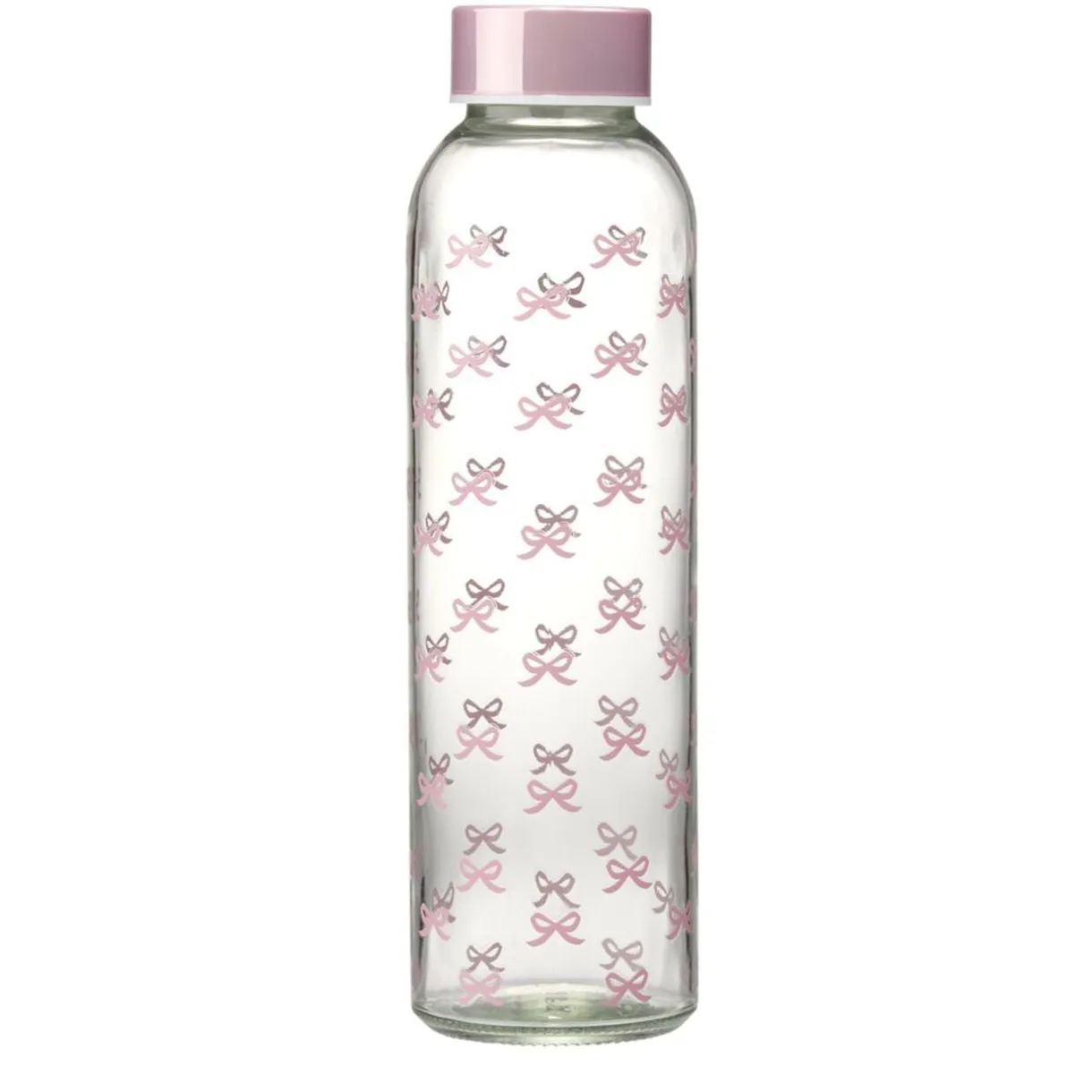 Bouteille en verre 500ml décoré motif noeuds rose Ø6xH22cm < Gifi Hot