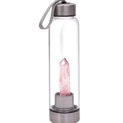 Bouteille en verre quartz rose H.24 cm