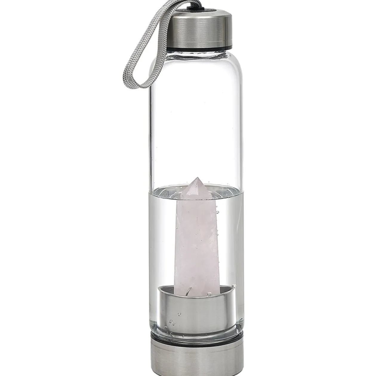 Bouteille en verre quartz rose H.24 cm