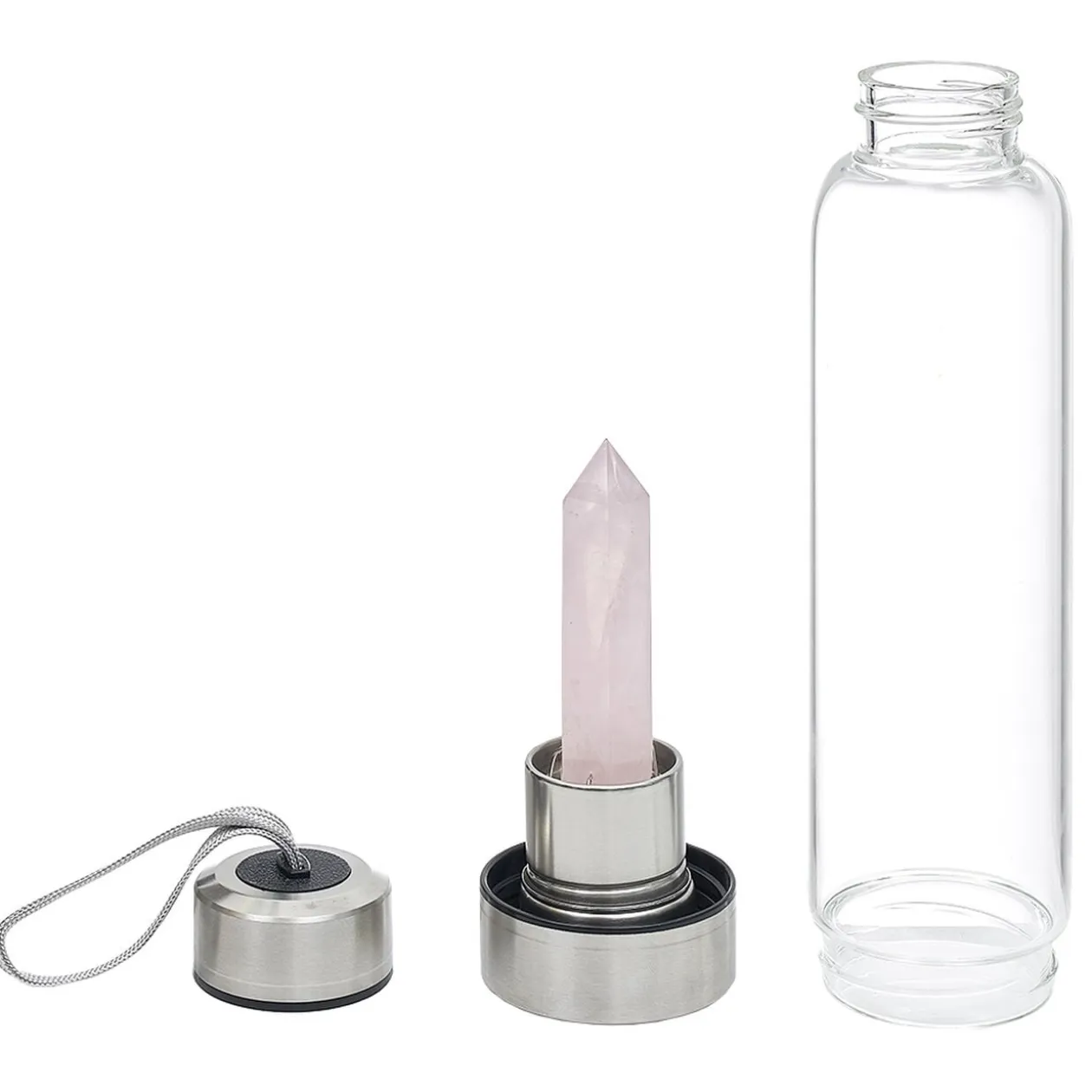 Bouteille en verre quartz rose H.24 cm