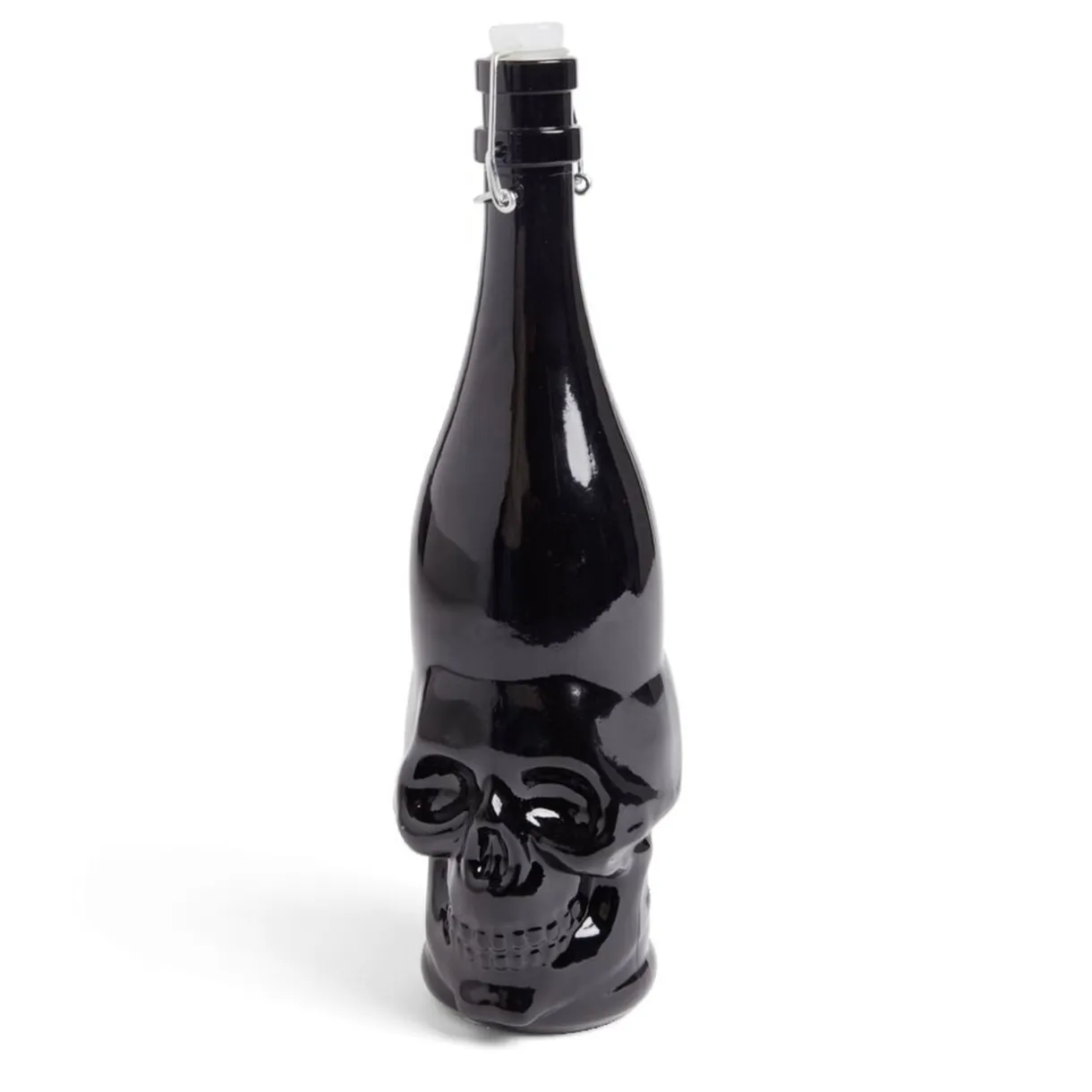 Bouteille Halloween 1L en verre forme tête de mort noire < Gifi Hot