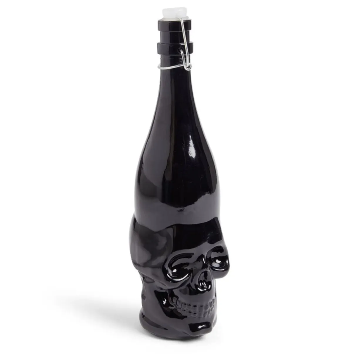 Bouteille Halloween 1L en verre forme tête de mort noire < Gifi Hot