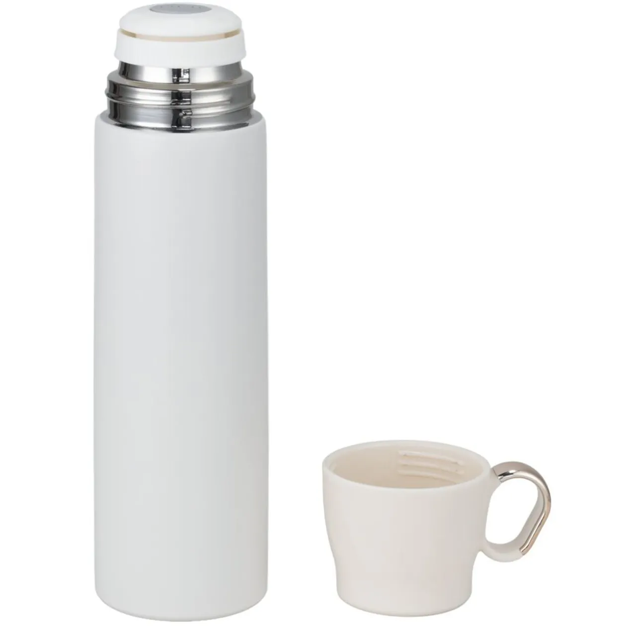 Bouteille isotherme inox 500ml avec tasse plastique Ø7xH22,5cm (2 modèles)