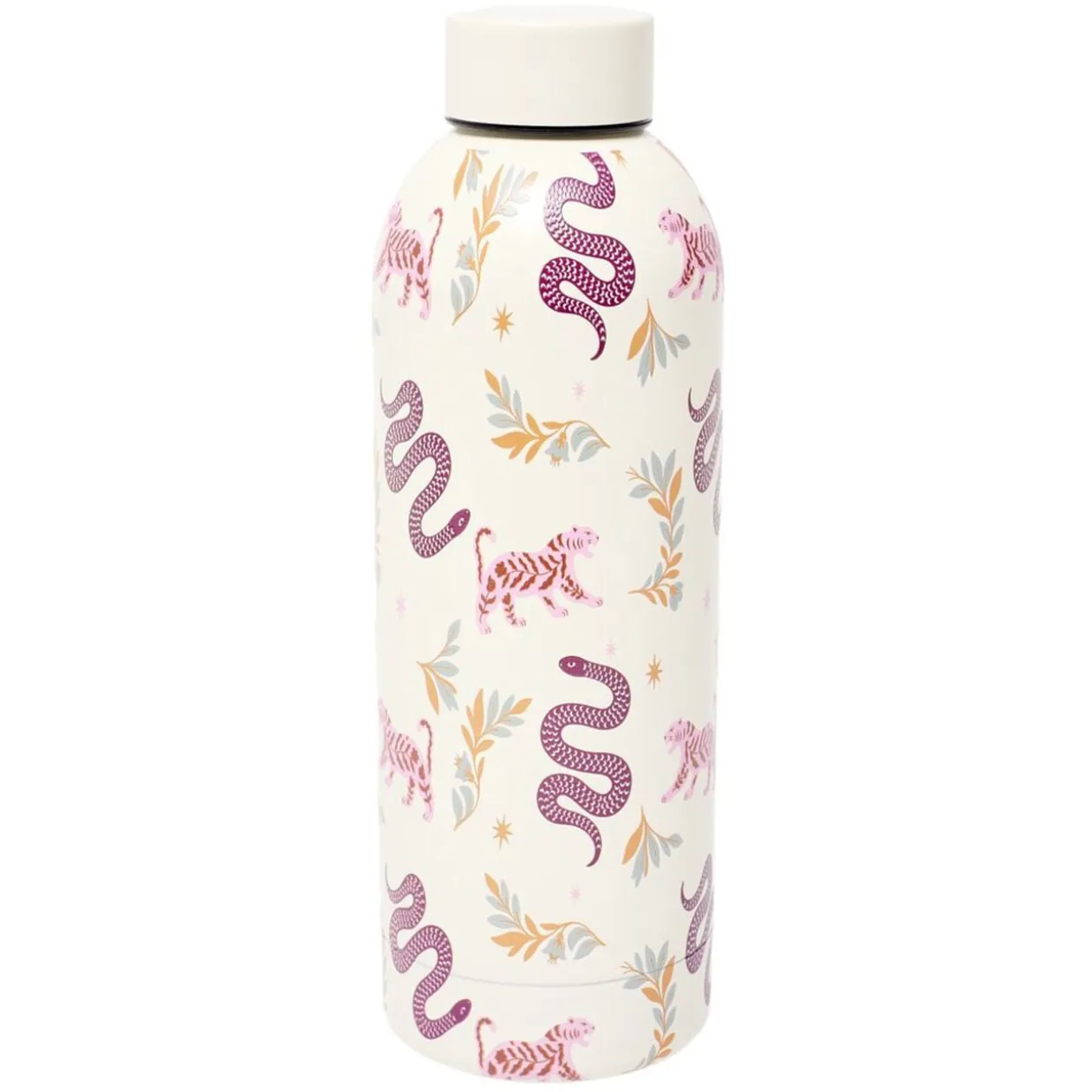 Bouteille isotherme inox 500ml décor tropical ou floral Ø7xH22,5cm (2 modèles)