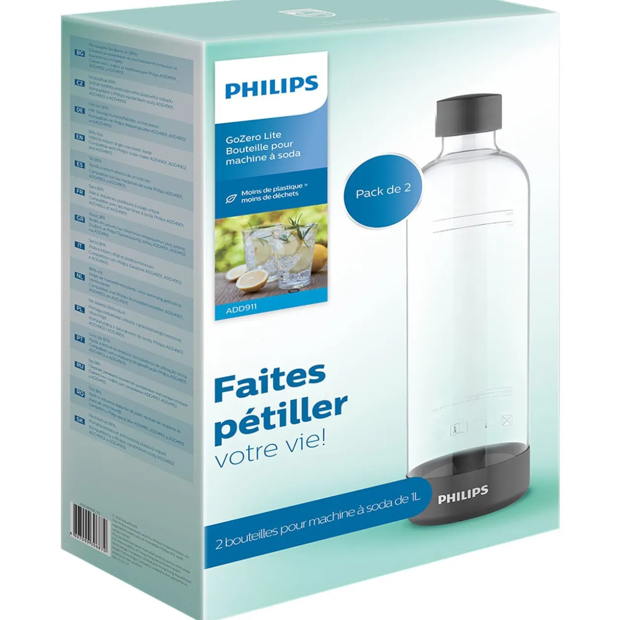 Bouteille 1L pour machine à soda Noir x2