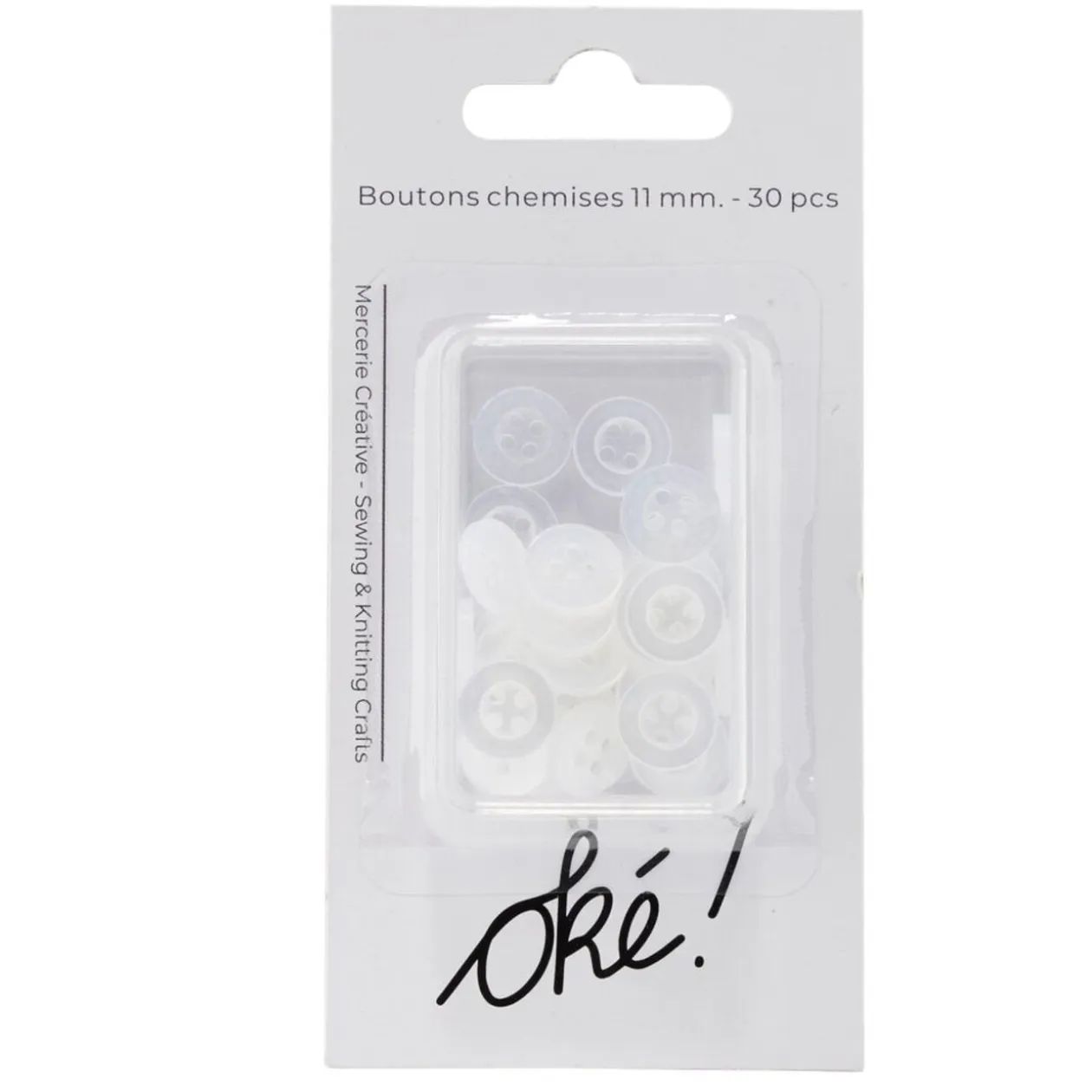 Bouton de chemise x30 plastique Ø11mm