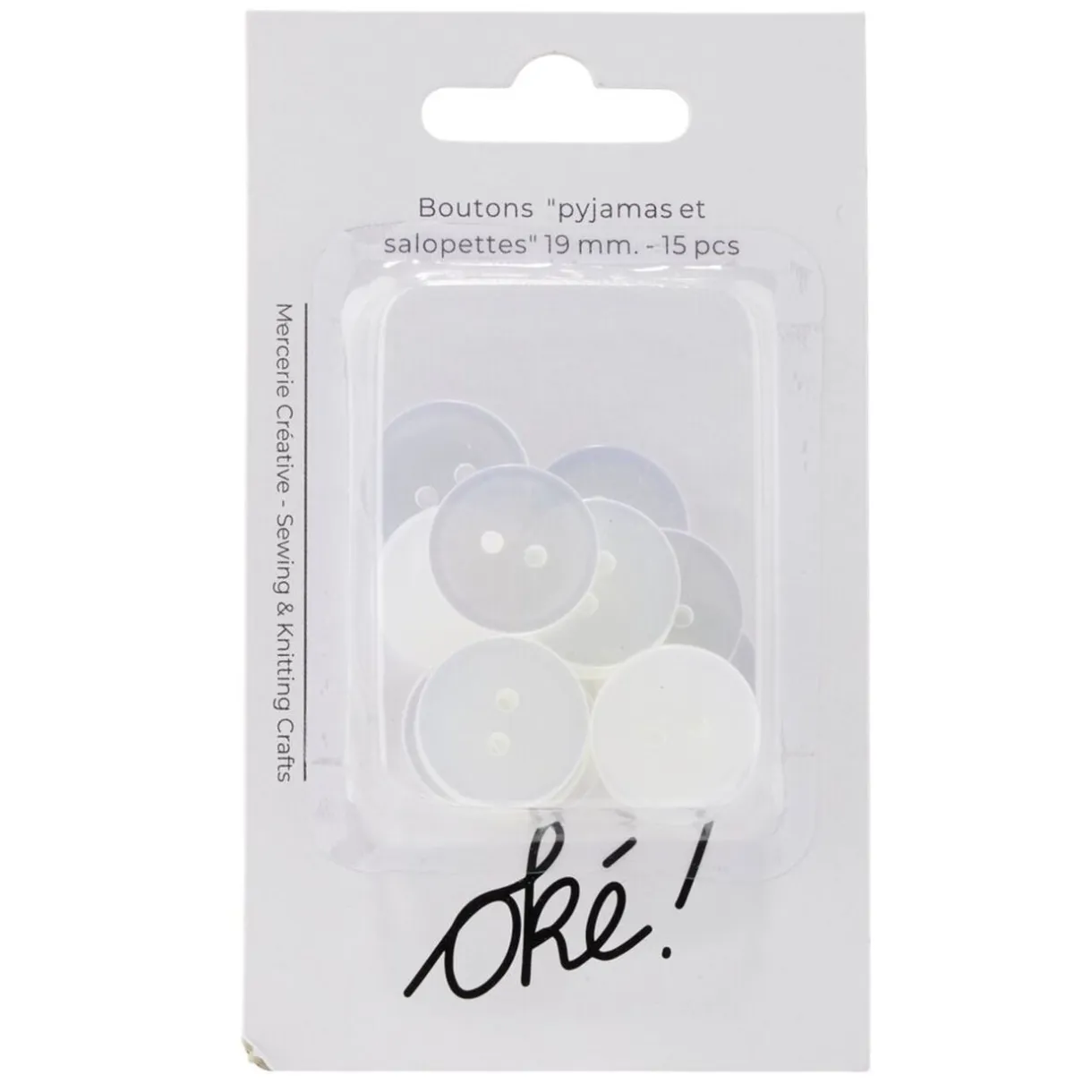 Bouton multiusage x15 plastique blanc transparent Ø19mm < Gifi Online
