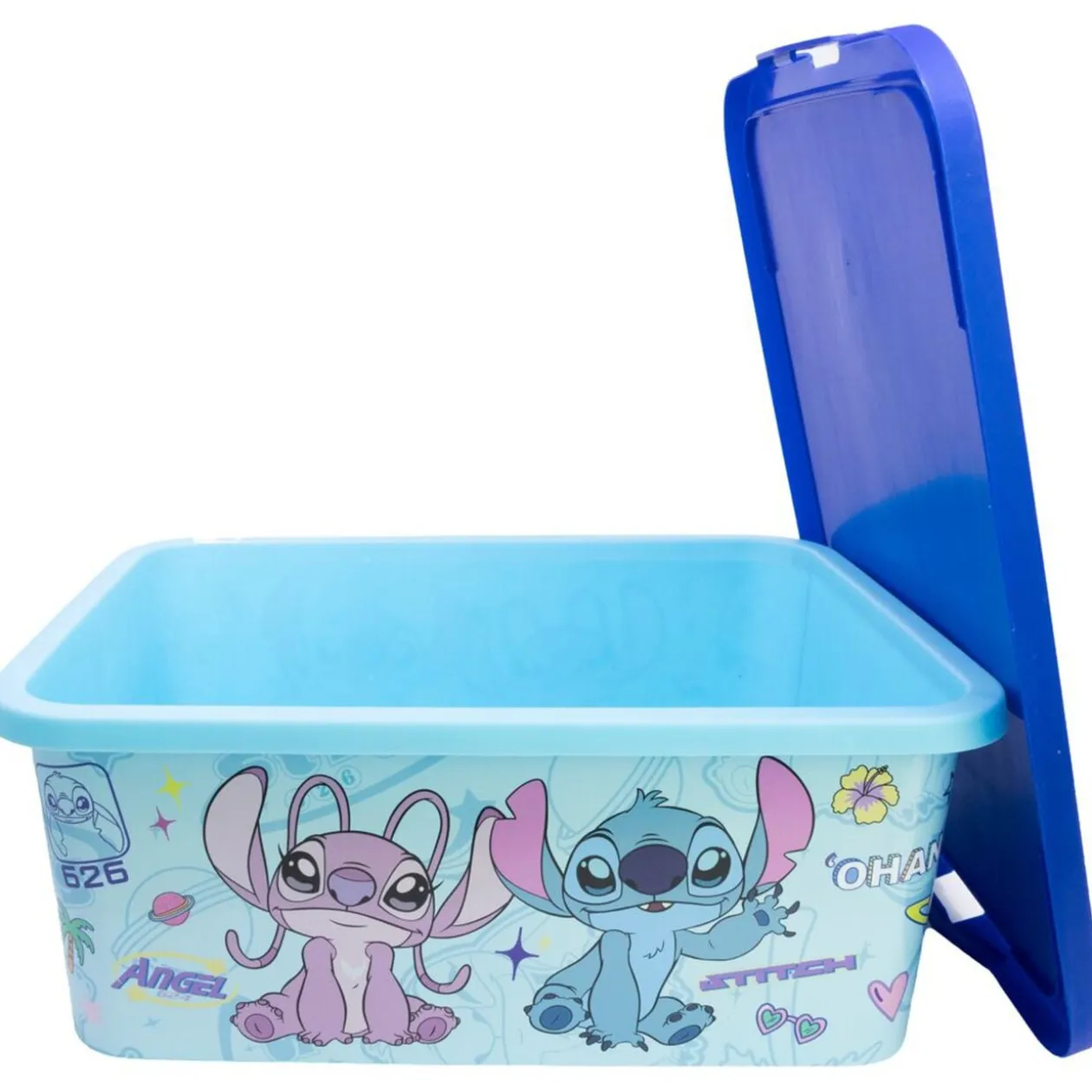Box de rangement Disney Stitch et Angel 13L plastique bleu 40x30xH15,5cm