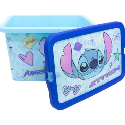 Box de rangement Disney Stitch et Angel 23L plastique bleu 40x30xH27,5cm