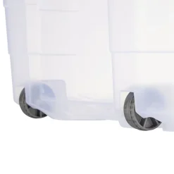 Box de rangement 40L plastique transparent 4 roues couvercle malin bleu 59x39xH27cm < Gifi Online