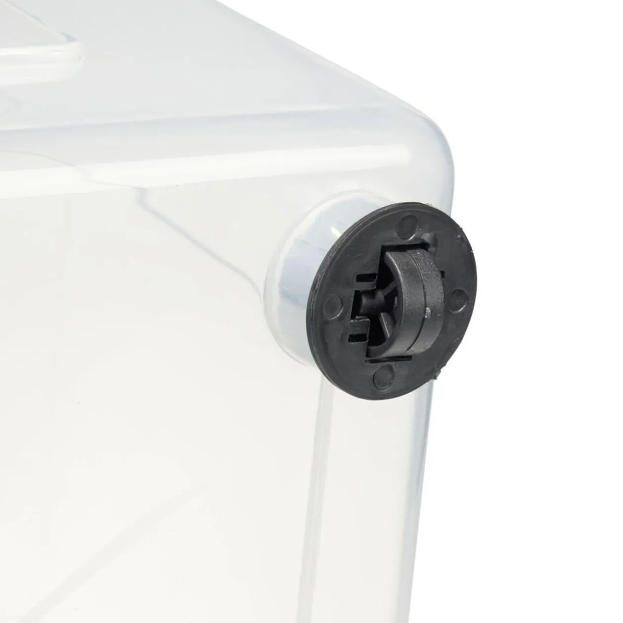 Box de rangement 30L x3 plastique transprent avec roulettes et couvercle gris et bleu