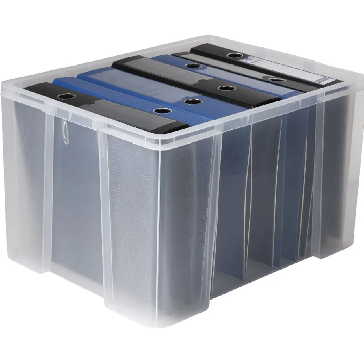 Box de rangement transparente couvercle clips rouge 45 L