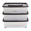 Box dessous de lit 25L x3 plastique transparent couvercle noir 56x37xH18cm < Gifi Sale
